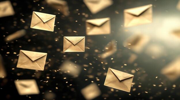 email envelopes flying in the air photo