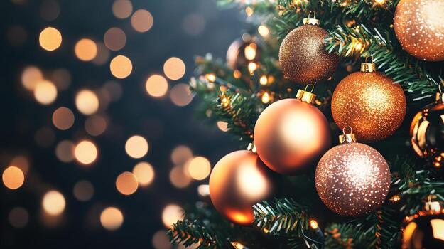 A tree with many gold colored ornaments on it photo