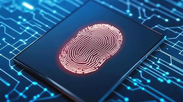 A computer chip with fingerprint on it photo