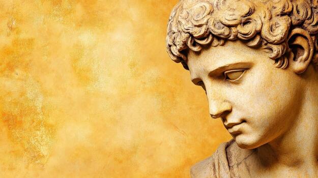 a statue of a man with curly hair photo