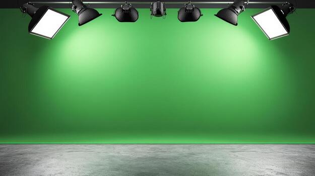 an empty green studio room background photo