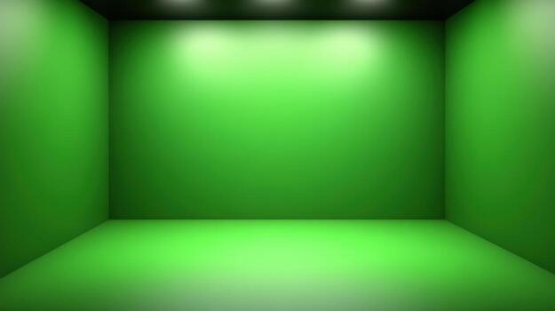 An empty green studio room, empty space photo