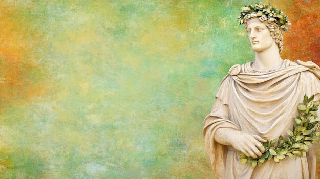 A statue of a man holding a wreath photo