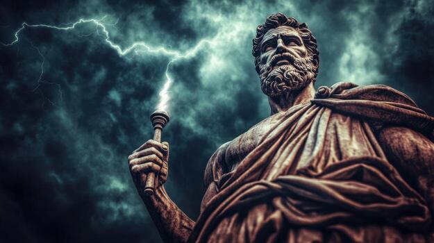 A statue of a man holding a torch photo