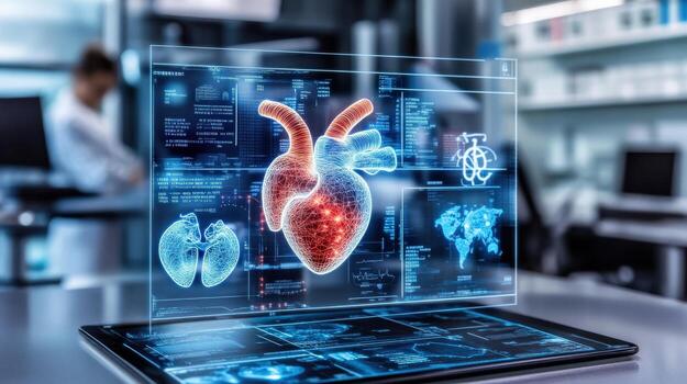 A computer monitor shows a heart with a red line through it photo