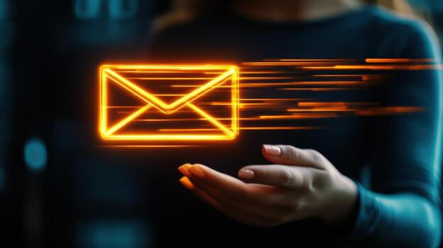 A woman is holding a hand with an envelope in it photo