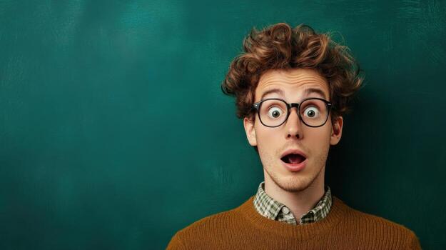 a man with glasses and a surprised look photo