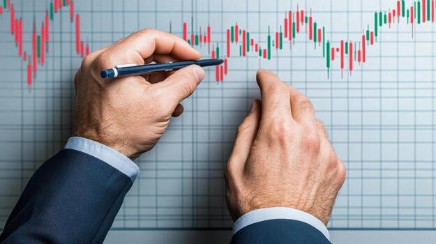 a man in suit is writing on a chart photo