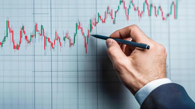 a man in a suit is writing on a chart photo