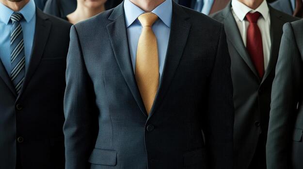 a group of business people standing in front of each other photo