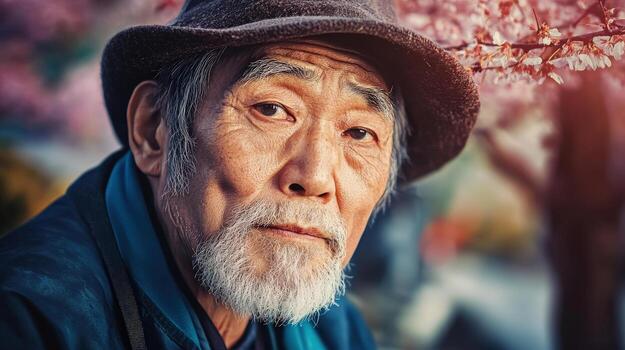 an old man with a hat and a beard photo