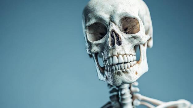 a close up of a human skeleton photo