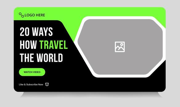 Daily youtube tutorial thumbnail banner template design, travel guide eps thumbnail banner design vector