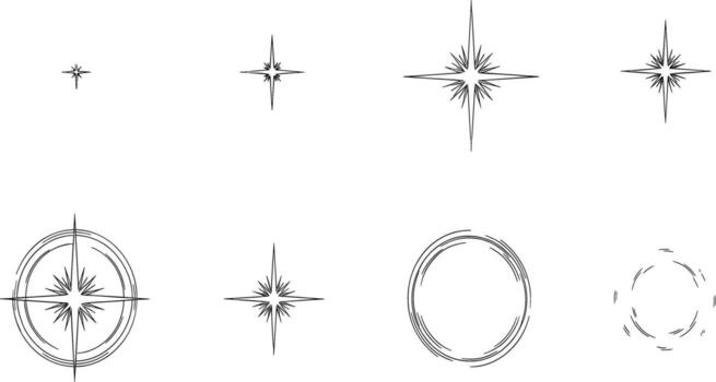 Sparkling Elements A Set of Radiating Starbursts and Circles for Graphic Designs vector