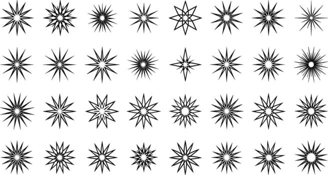 Set of Geometric Starburst Shapes in Format vector