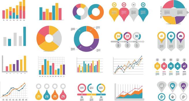 Visualizing Data A Collection of Modern Infographic Elements for Presentations and Reports vector