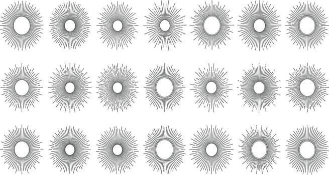 Collection of Sunburst Graphic Elements Rays and Burst Designs for Retro Visuals vector