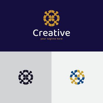 creativo rompecabezas circulo logo diseño plantilla, trabajo en equipo unidad concepto, moderno resumen marca identidad vector