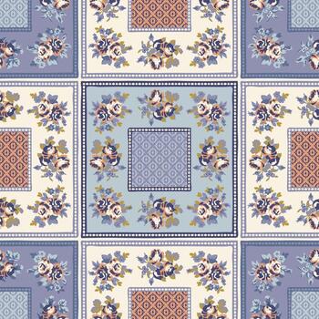 labor de retazos modelo con Rosa floral antecedentes vector