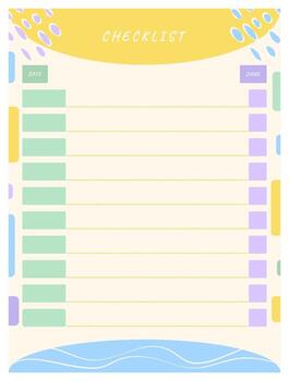 Checklist, to do list, template with abstract geometric elements. Planner for 10 days or 10 tasks vector
