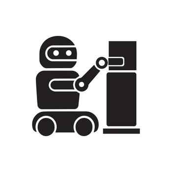 robot trabajando en un máquina icono ilustración vector