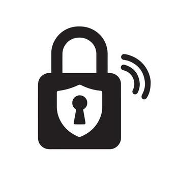 An icon of a lock with a key and a wireless signal vector