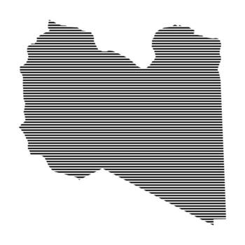 Libya Map with Horizontal Lined Pattern vector