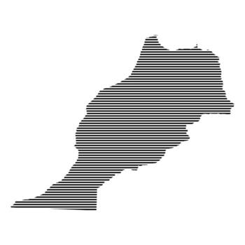 morocco Map with Horizontal Lined Pattern vector