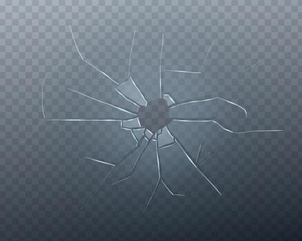 Cracked mirror and shattered window background with acrylic reflections. 3D transparent glass damage with explosion effect and realistic debris. Perfect for abstract or repair visuals. vector
