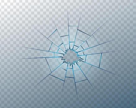 Cracked glass effect with broken mirror and bullet impact marks. shattered texture for vandalism, crash, or destruction scenes. Realistic overlay on light background. vector