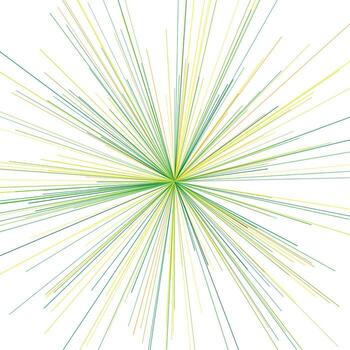 Yellow and green burst lines, radiating evenly from center, forming dynamic abstract energy flow, minimal modern design, perfect for digital art and motion graphics vector