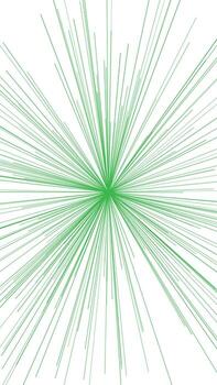 Abstract green starburst radial lines spreading outward from central point, dynamic geometric explosion light pattern on white background for modern wallpaper and poster art vector