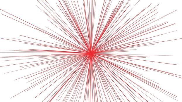 Red radial light burst effect with dynamic long lines radiating from center, energetic abstract background design with motion and glow for poster wallpaper and digital art vector