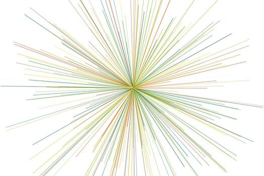 Abstract pastel color radial starburst pattern featuring thin geometric lines of orange green blue and yellow radiating symmetrically on white for minimal modern background vector