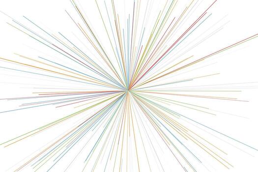 Rainbow multicolor rays bursting from center creating energetic abstract explosion background with soft pastel lines, futuristic minimal design suitable for digital wallpaper vector