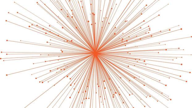 Abstract orange radial burst line background, dynamic energy rays exploding from the center on white space, futuristic geometric motion effect for modern graphic wallpaper design vector