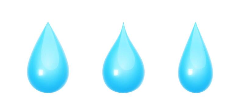 conjunto de lustroso burbuja 3d agua soltar íconos en realista estilo. azul el plastico gotas aislado en blanco antecedentes. redondeado gotita formas para clima pronóstico. firmar lluvia, sudor, lágrimas vector