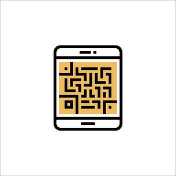 QR Code on Tablet Icon Mobile Technology Digital Scan, information vector