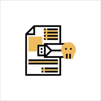 Malware Infected USB Drive Data Breach Icon Cyber Security, skull vector