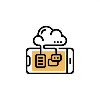 Cloud Computing on Mobile Data Storage Connection Icon vector