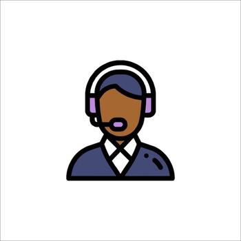 Customer Support Icon Call Center Agent with Headset, help desk vector