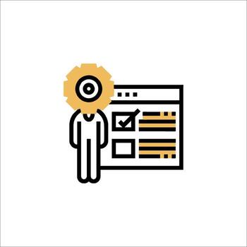 Automation Process Icon Checklist Gear Head Workflow, task management vector