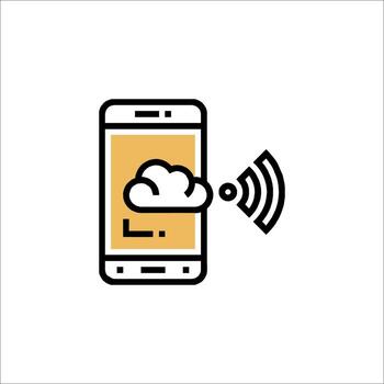 Cloud Computing on Mobile Phone Wireless Connection Icon, smartphone vector
