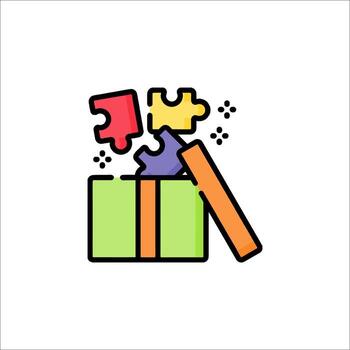 rompecabezas piezas en caja problema resolviendo estrategia solución, conexión vector