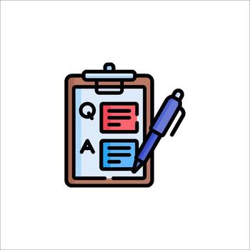 QA Clipboard Icon Questions and Answers Survey Feedback, questionnaire vector