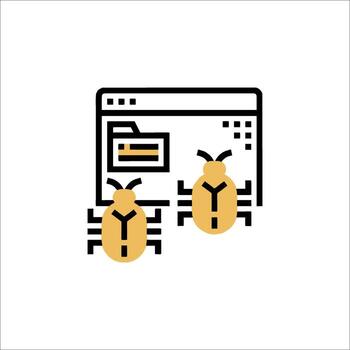 Software Bugs Icon Computer Virus Malware Attack, debugging vector