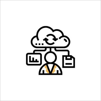 nube informática icono datos análisis archivo compartiendo sincronización, tecnología vector