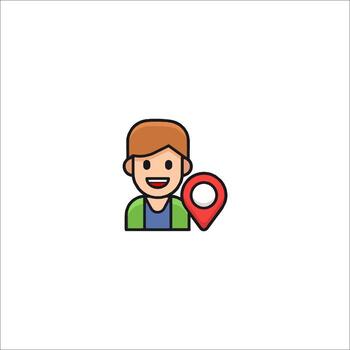 Location Finder Icon Man with Map Pin Pointer Navigation, destination vector