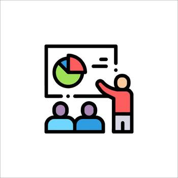 Business Presentation Pie Chart Data Analysis Training Icon, meeting vector
