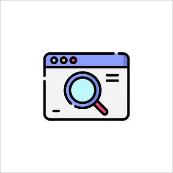 Search Engine Optimization Website with Magnifying Glass Icon, find vector